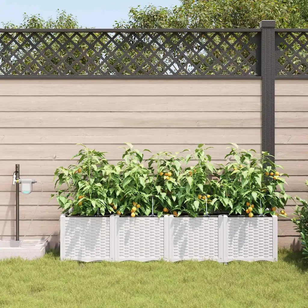 Fioriere | Cassetta per fiori | Vaso da giardino 4 pz Bianco 160 x 40 x 37,5 cm Plastica