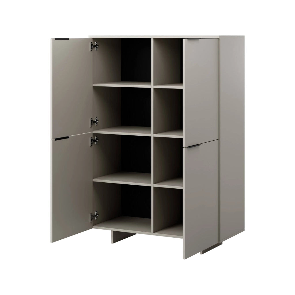 Credenza Colonno, Madia da salotto con quattro ante battenti, Rialzato da terra, 100x42 h145 cm, Beige