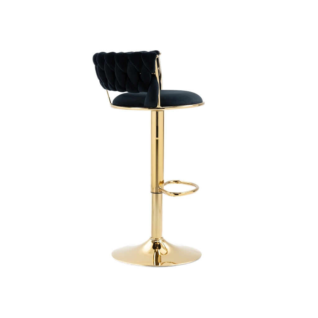 Set 2 Sgabelli da Bar Girevoli in Velluto ¨C MINIMAL ¨C Seduta Imbottita, Altezza Regolabile, Nero