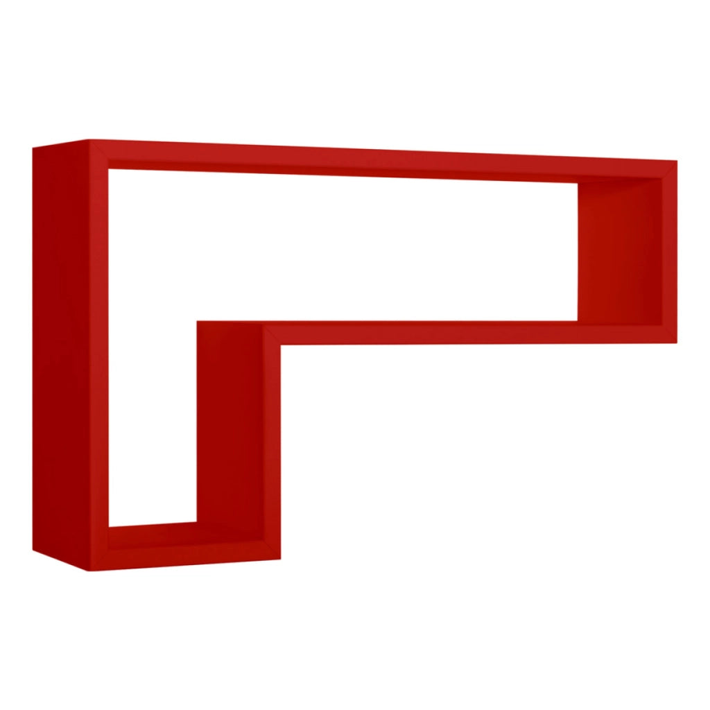 Mensola da Muro Modello LETTERA, Pensile Bagno, Mensola da Parete, Scaffale da Parete, 61x37 p15.5 cm. Finitura  ROSSO - MADE IN ITALY