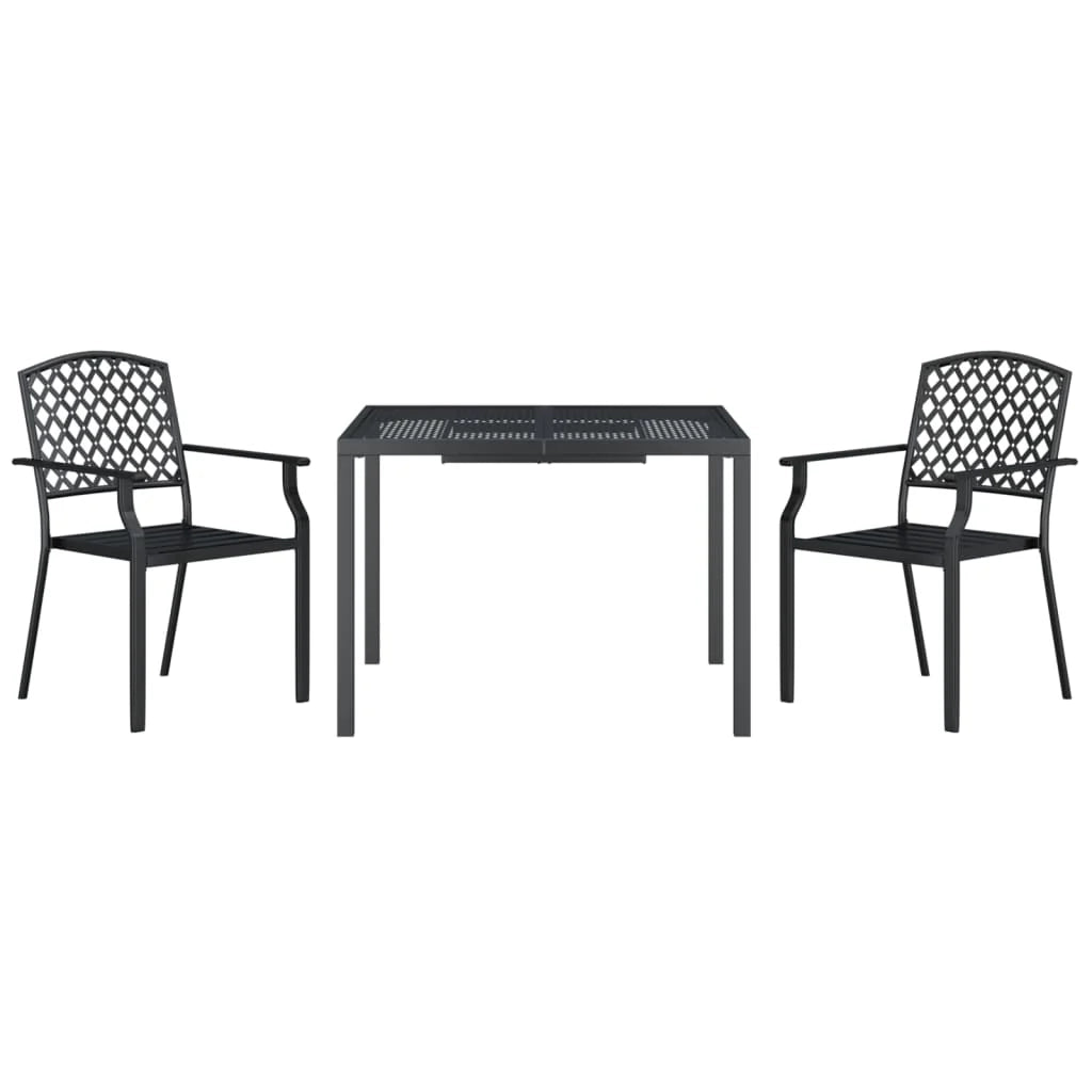 Set da pranzo da giardino 3 pz antracite in acciaio 02_0013581