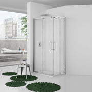 Box angolare new plus 97-99x67-69 cm, vetro trasparente 6 mm, 1,95 h, cerniere sganciabili