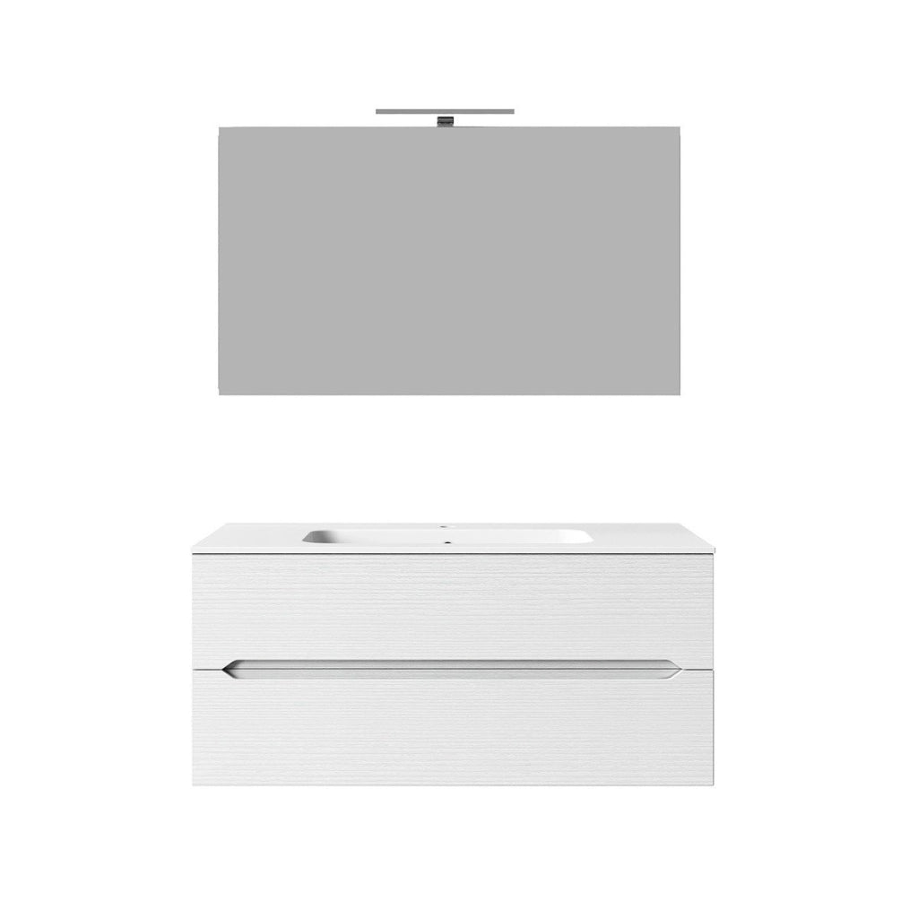 Composizione mobile bagno sospeso con cassetti cm 90 mod. TALIA - Larice Bianco