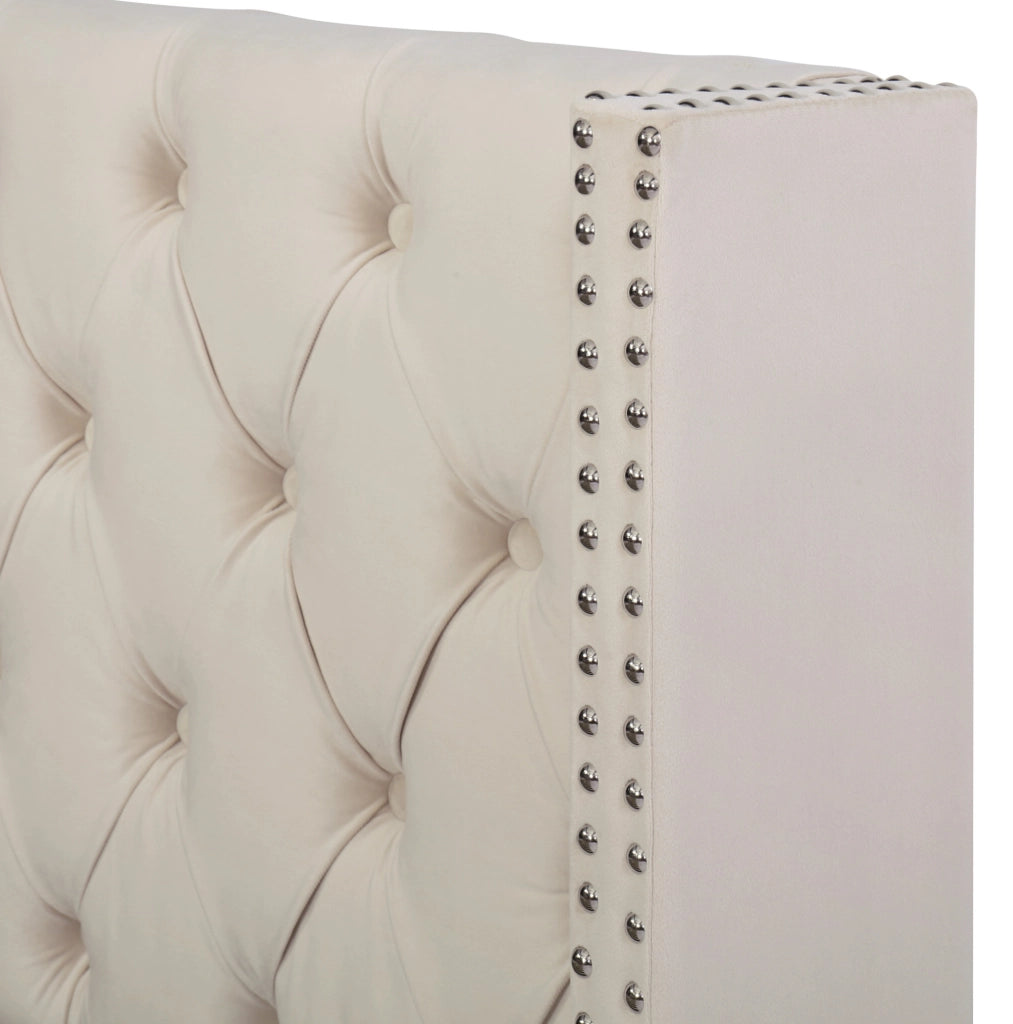 Letto contenitore imbottito in velluto beige 160x200 cm con rete a doghe