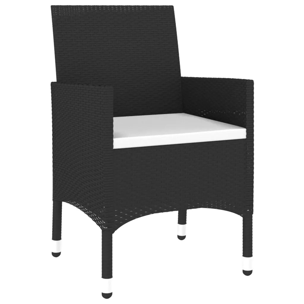 Set da Pranzo per Giardino 3 pz in Polyrattan Nero cod mxl 41755