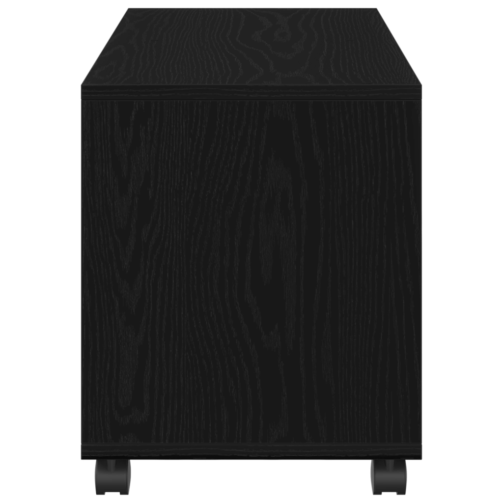 Tavolino con Ruote Rovere Nero 72x33x42,5 cm Legno Ingegnerizzato