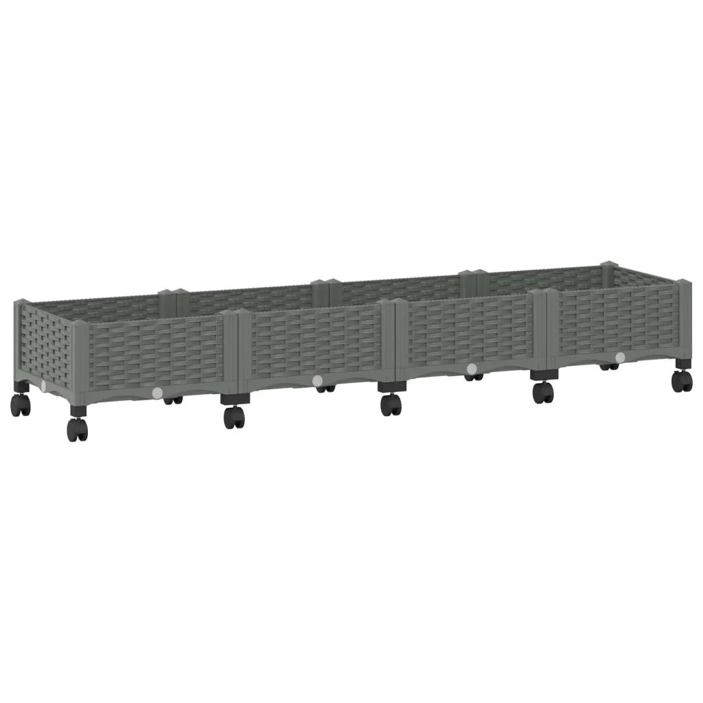 Vaso da Giardino con Ruote Grigio Chiaro 160 x 40 x 33 cm PP 3423131