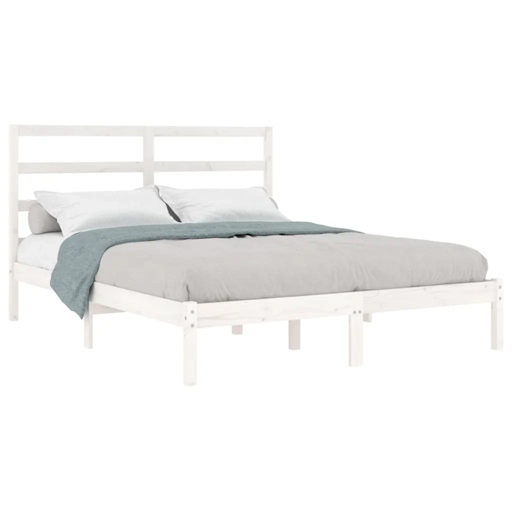 Giroletto senza Materasso-Struttura Letto Bianco 160x200 cm Legno Massello Pino 704184