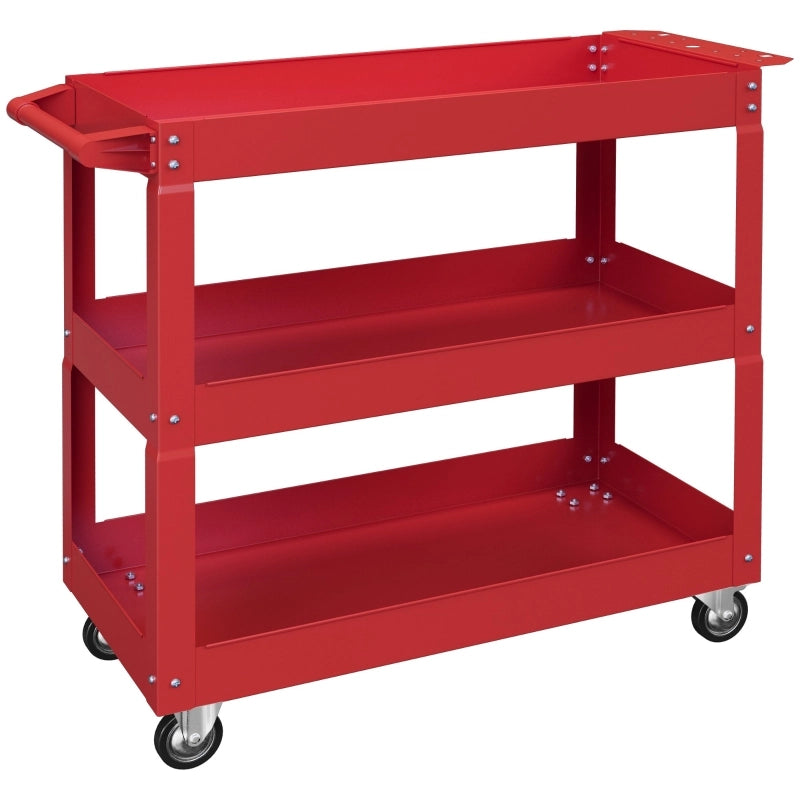 Carrello portautensili a 3 ripiani, 4 ruote, acciaio, 83 cm (larghezza) x 35,3 cm (profondit¨¤) x 76 cm (altezza), rosso