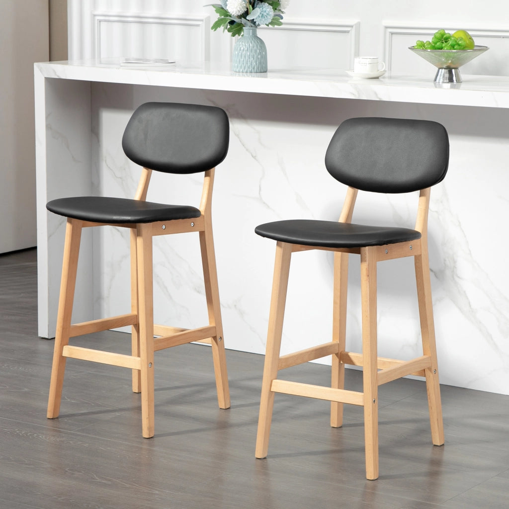 Sgabelli da Bar ¨C Zephmum ¨C 2 Pezzi, Struttura in Legno, Rivestimento in Similpelle Nero
