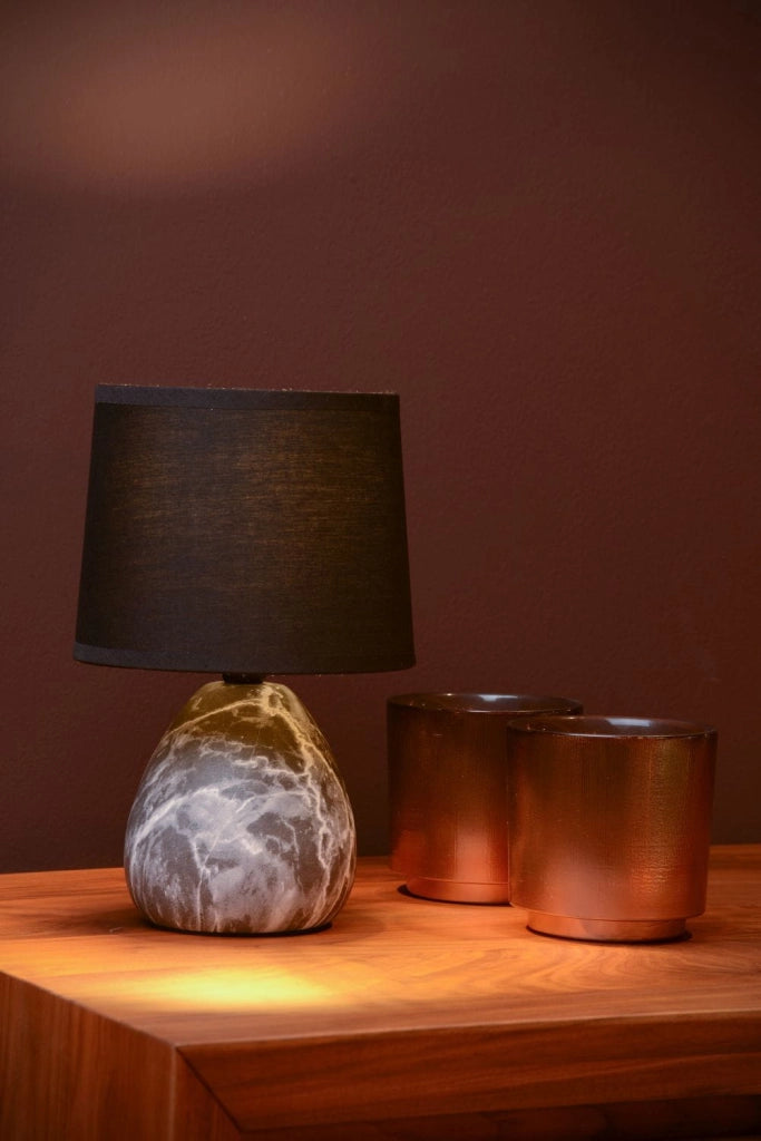 Lampada da tavolo Lucide Marmo nera ceramica E14 40W