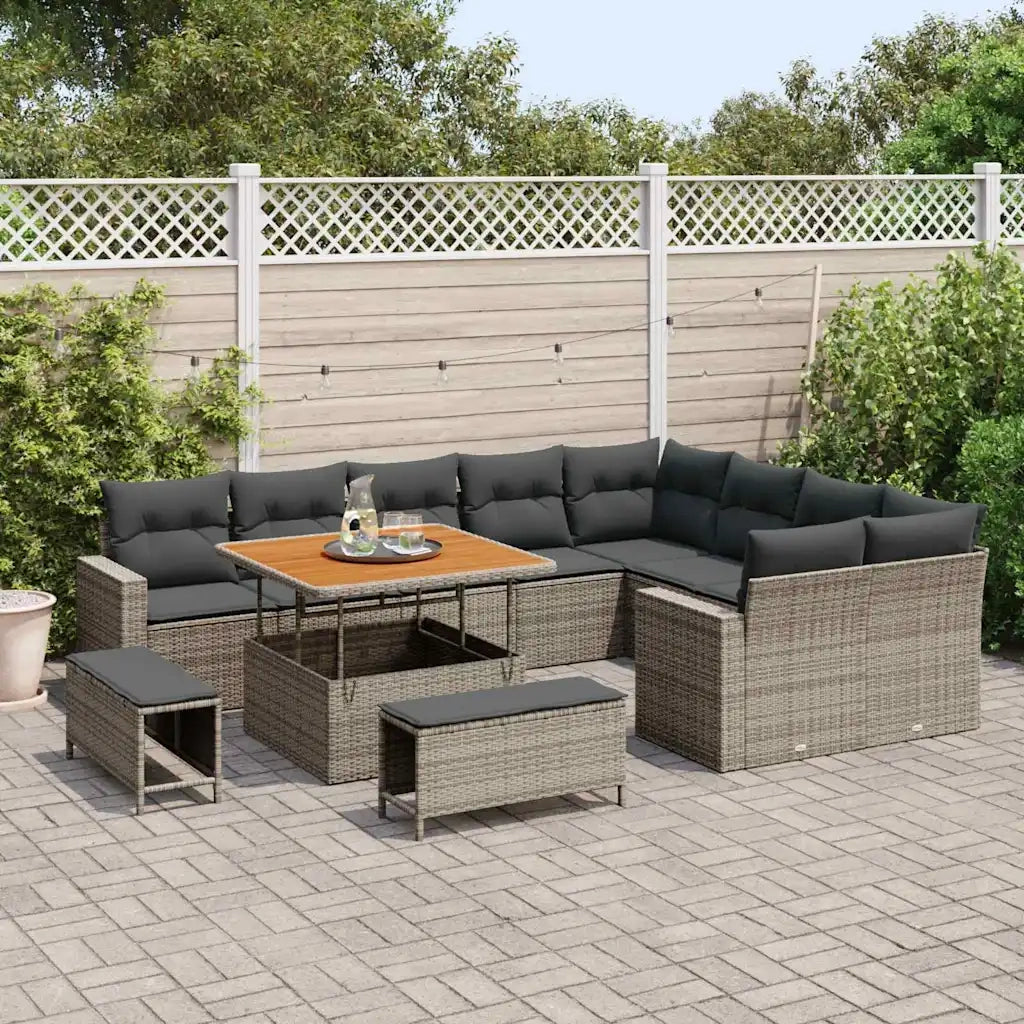 Set Divano da Giardino 12 pcs Grigio polyrattan 3361648