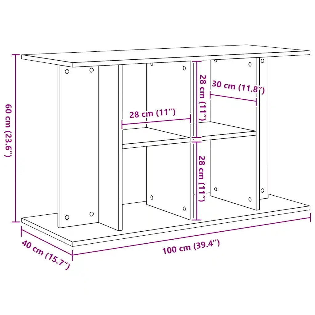 Supporto per acquario in rovere nero 100x40x60 cm in legno ingegnerizzato 862150