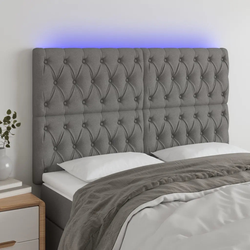 Testiera | Testata a LED GrigioScuro 160x7x118/128cm inTessuto