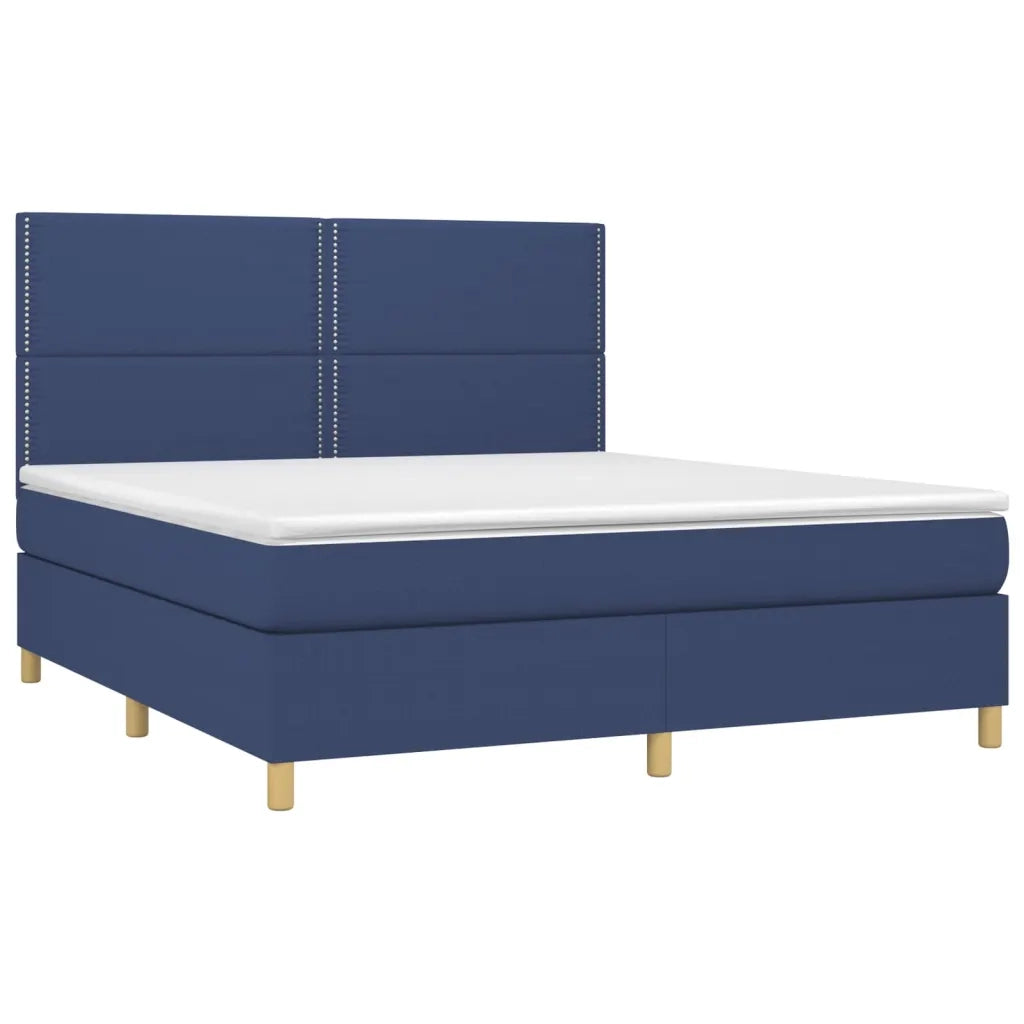 Letto a Molle con Materasso e LED Blu 180x200 cm in Tessuto 3135379