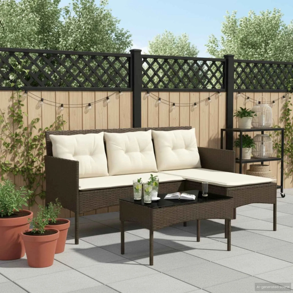 Set Divano da Giardino con cuscino 2 pcs polyrattan