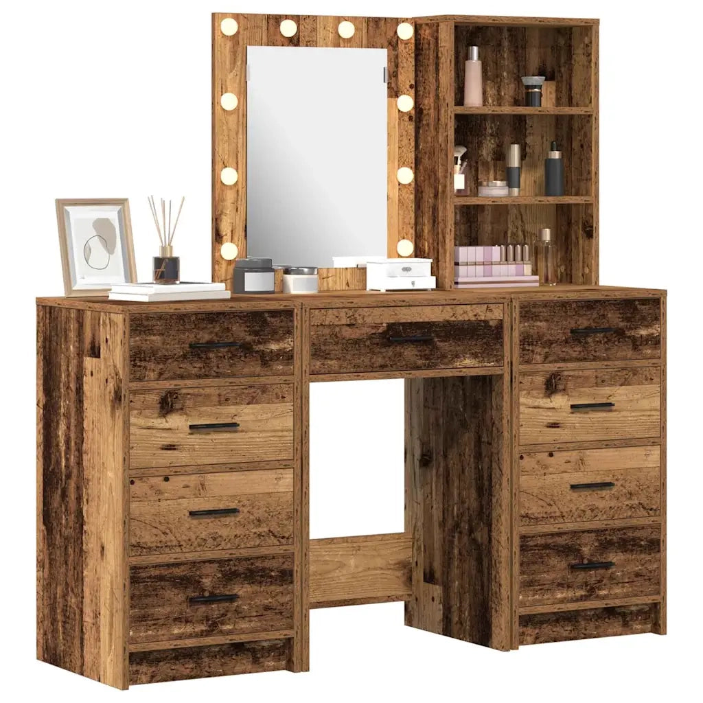 Tavolo da Trucco con cassetto 3 pcs Marrone Legno multistrato 3334225