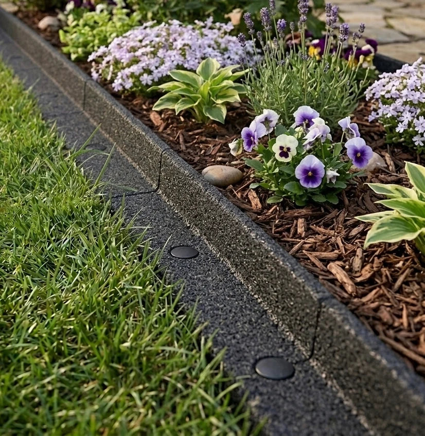Bordura Flessibile da Giardino 30 x 1,2 m Grigio con Martello in Gomma