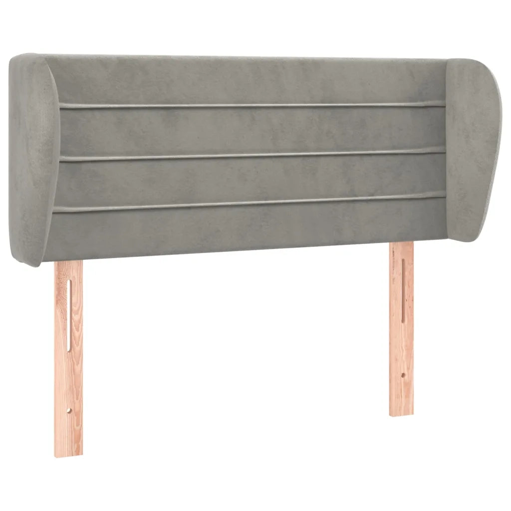 Testiera ad Orecchio-Testata con Orecchie Grigio Chiaro 103x23x78/88 cm in Velluto 111493