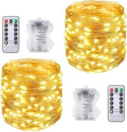 Cavo di illuminazione 10 metri 100 LED caldo bianco impermeabile IP65 - giardino matrimoni natale festa batteria