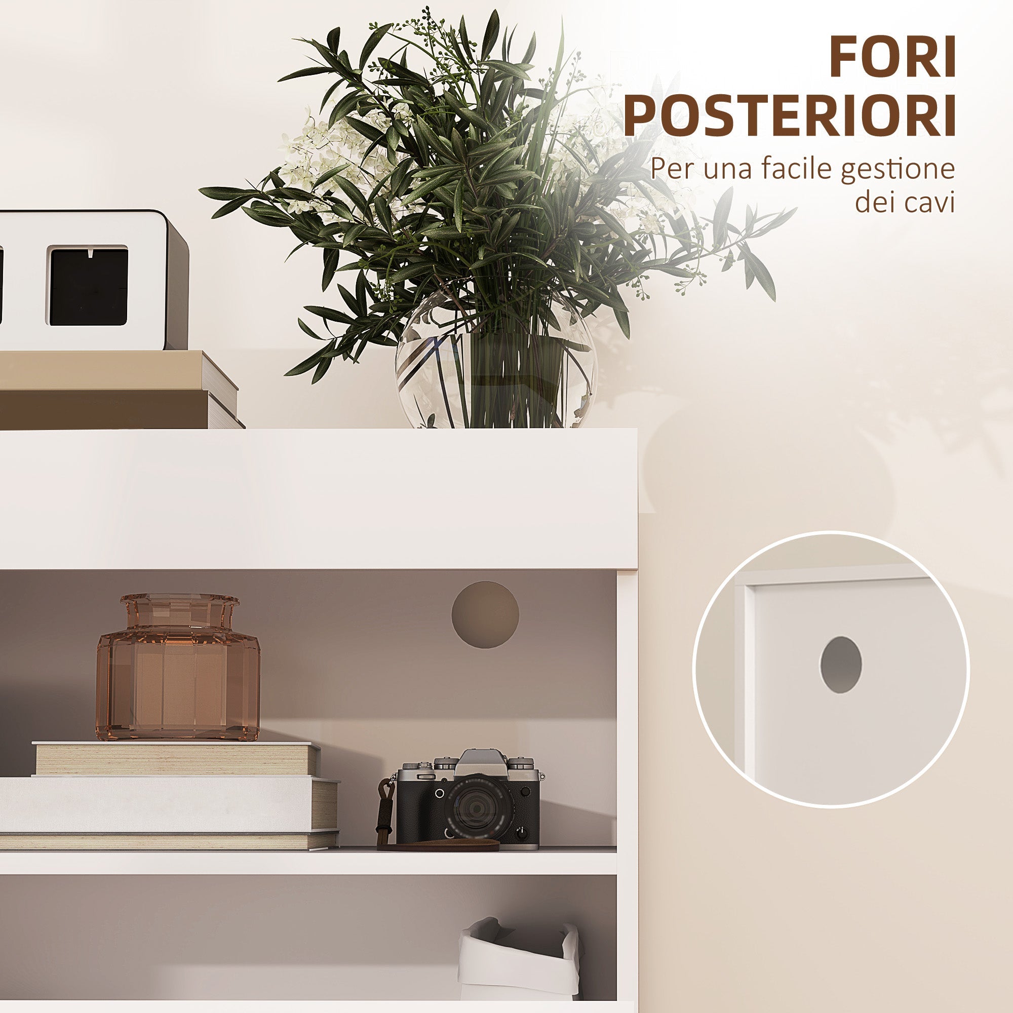 Credenza Mobile Basso Cucina  con Ante Ammortizzate e Apertura a Pressione 120x40x75 cm Bianco