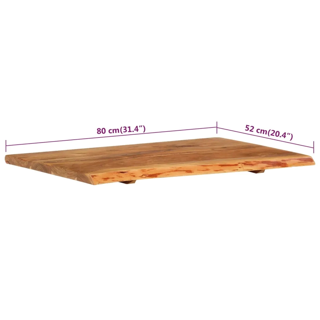 Piano per Vanità Bagno in Massello di Acacia 80x52x2,5 cm 286319