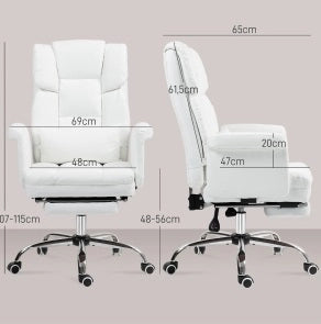 Sedia da ufficio ergonomica reclinabile bianca con poggiapiedi