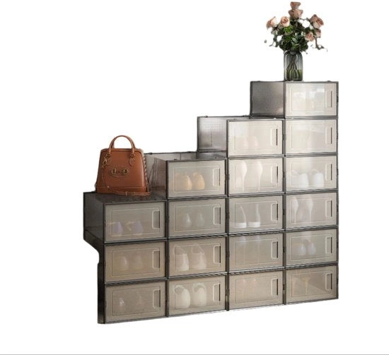 Organizzatore per scarpe in plastica - contenitore per scarpe - ripostiglio per scarpe - organizzazione senza polvere - 33,3 x 23 x 14 cm