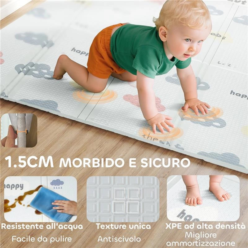 TAPPETO PER BAMBINI CON LETTERE DELL'ALFABETO E SUPERFICIE IMPERMEABILE IN XPE MULTICOLORE, 194X176.5X1.5 CM