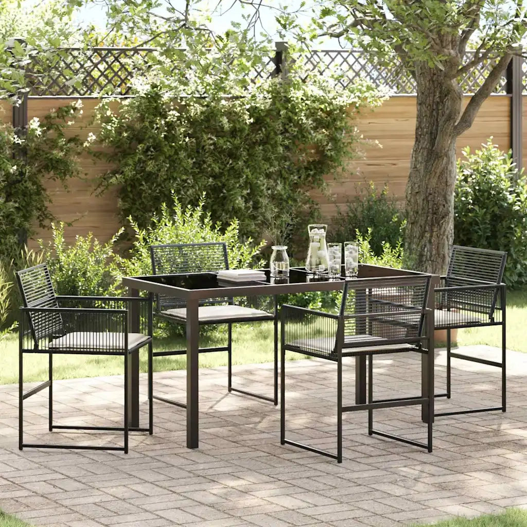Set da Pranzo per Giardino 5 pcs Nero