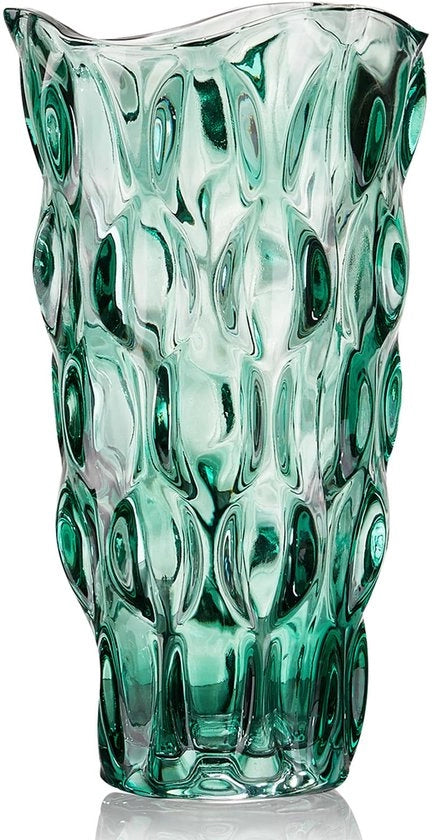 Vaso per fiori in vetro 24 cm, peso 3,4 lbs, vaso spesso per tulipani - regali per madri per compleanni, idee regalo per madri vaso in vetro per fiori vaso in vetro trasparente decorativo per matrimoni (verde)