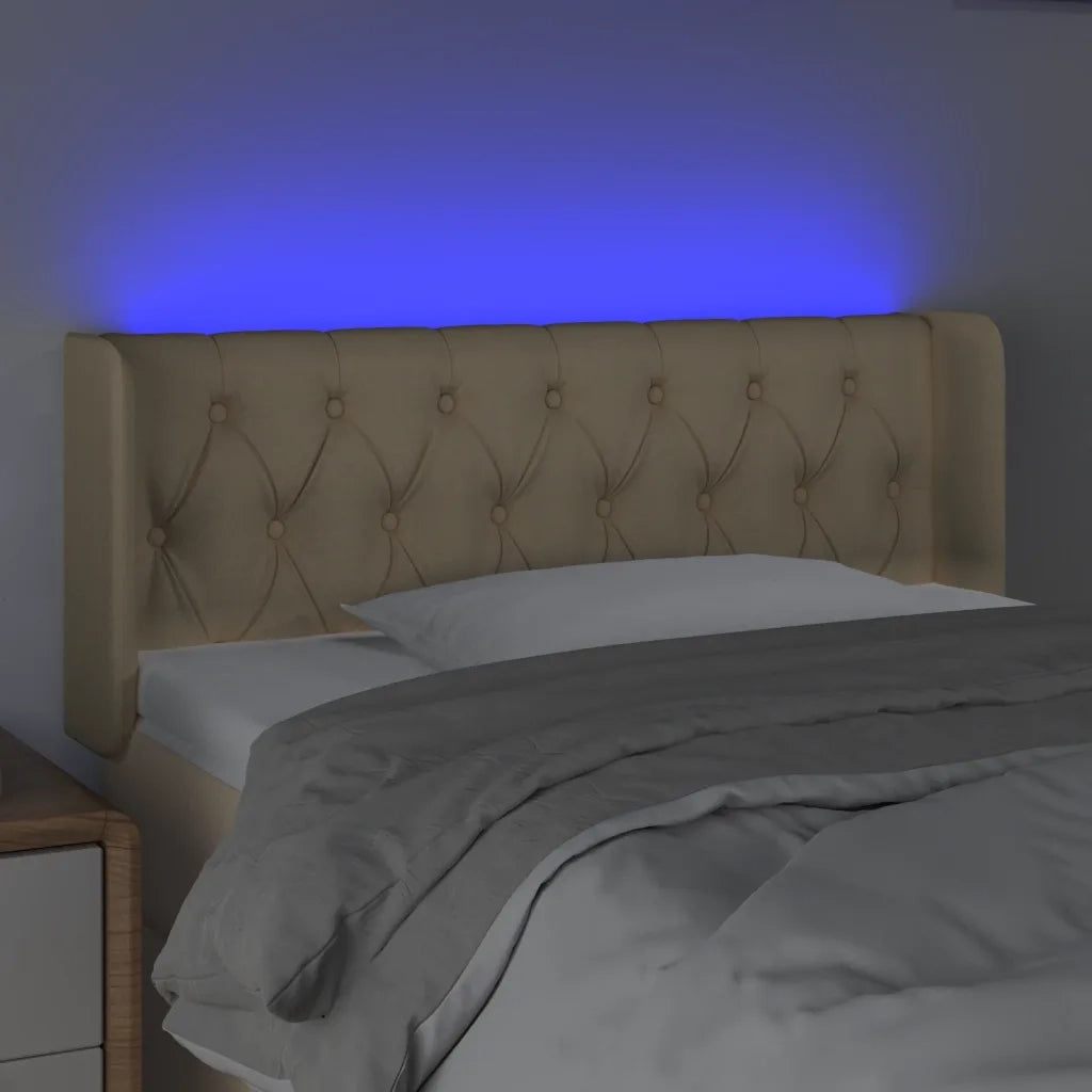 Testiera a LED Crema 93x16x78/88 cm in Tessuto 3123559