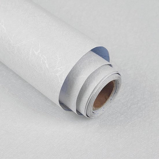 Film decorativo autoadesivo bianco autoadesivo 40 cm x 300 cm con effetto liscio e inciso a rilievo, impermeabile