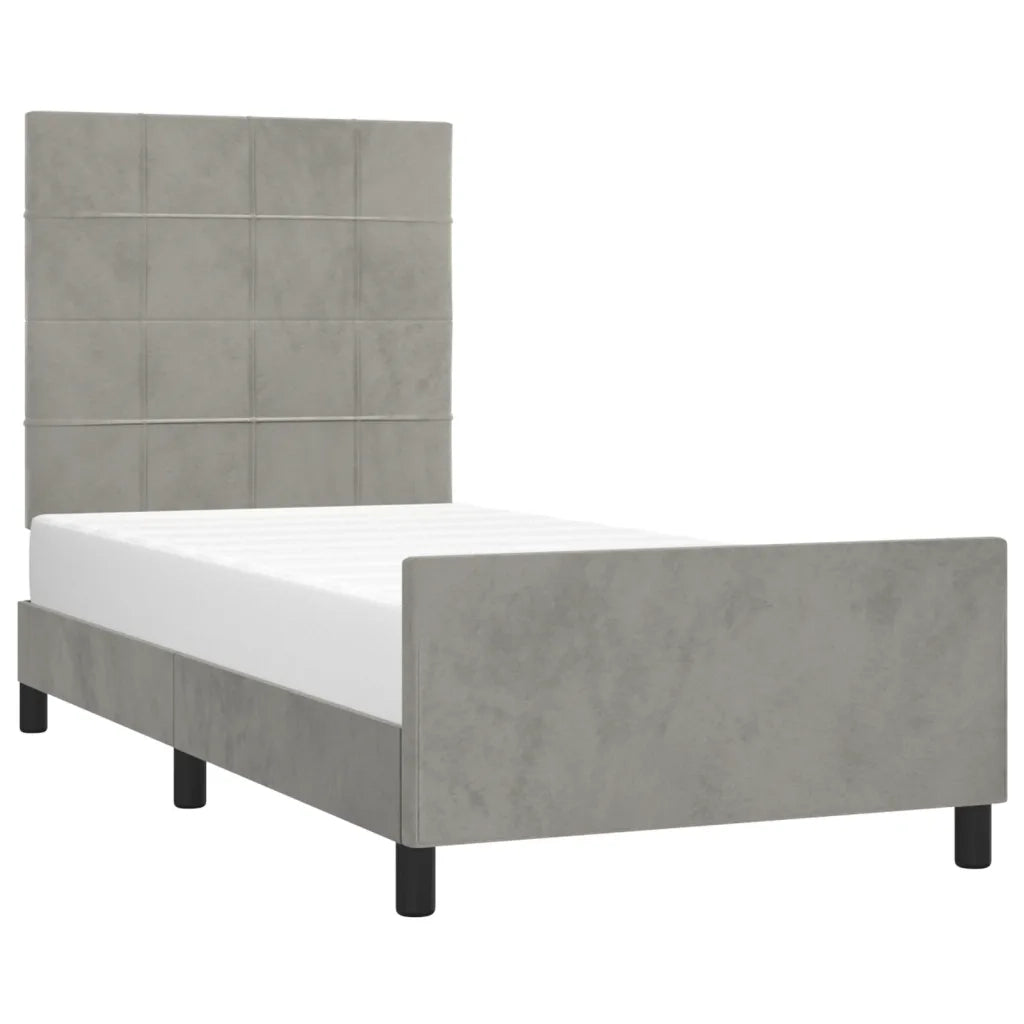 Giroletto con Testiera Grigio Chiaro 90x200 cm in Velluto cod mxl 60925