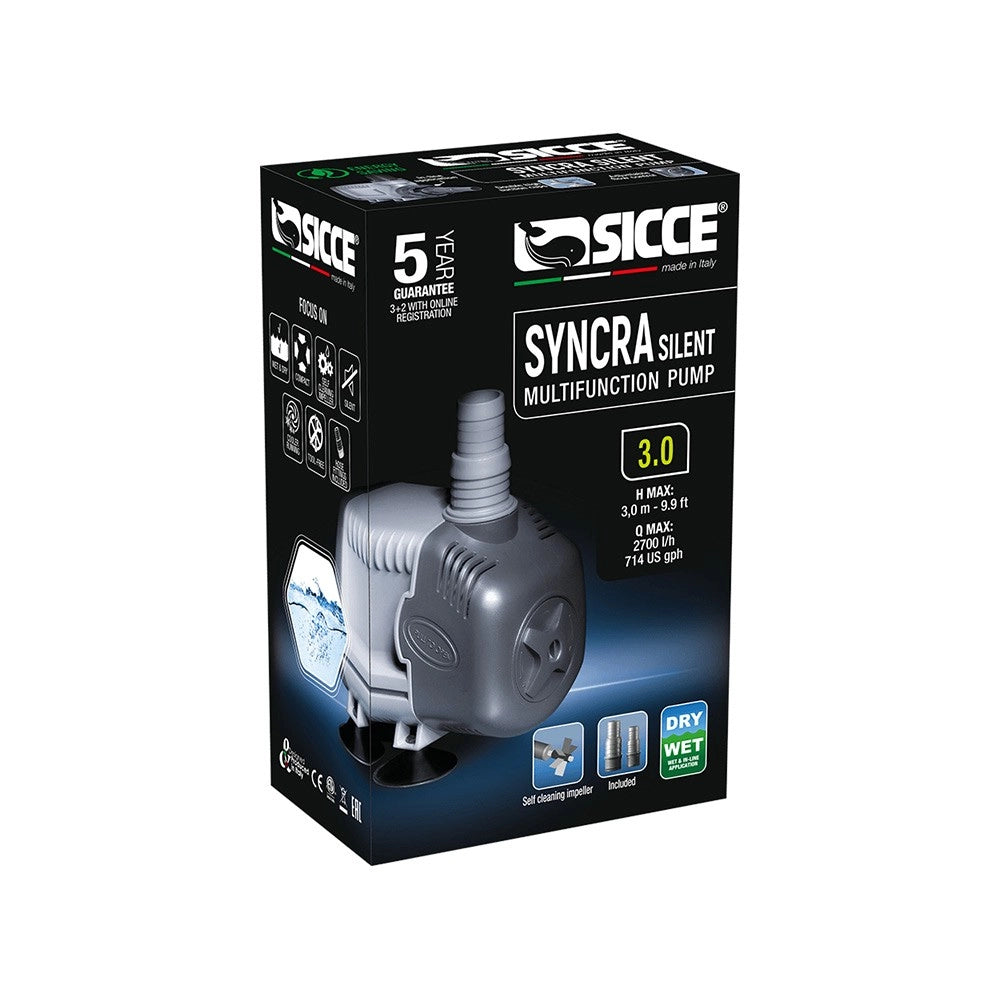 Sicce Syncra Silent Pompa con Portata Regolabile per Utilizzo Dentro/Fuori dall'acqua Modello: 3.0
