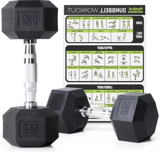 Set di manubri in gomma poli 5kg senza odore - coppia - attrezzatura per palestra in casa - 25 kg 5 kg 75 kg 10 kg 125 kg 15 kg 20 kg - coppia o singolo