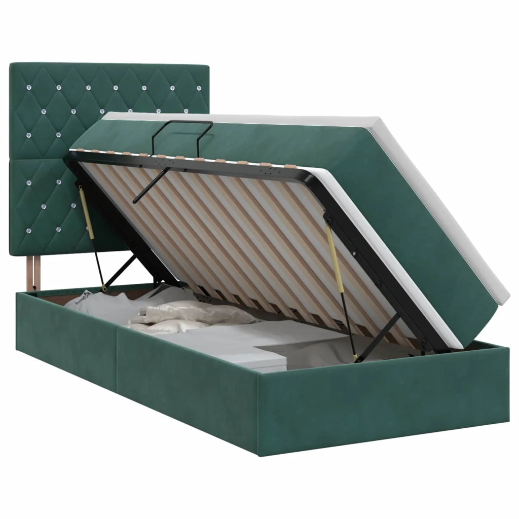 Letto con contenitore e materasso Verde Scuro 90 x 190 cm 3459600