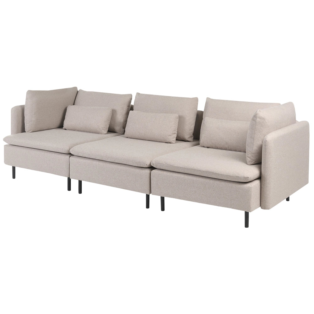 Divano componibile a 3 posti in tessuto tre elementi angolari beige stile moderno