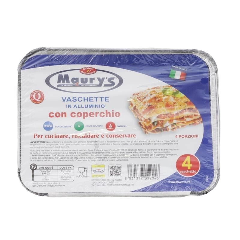 MAURY'S CONTENITORI CON COPERCHIO 4 PORZIONI IN CONFEZIONE DA 4 PEZZI