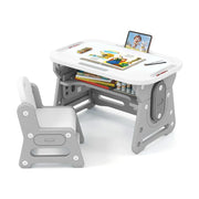 Set tavolo e sedie per bambini regolabili 80 x 50 x 49/53/57 cm con design ergonomico atmosfera accogliente in HDPE grigio 20_0012019