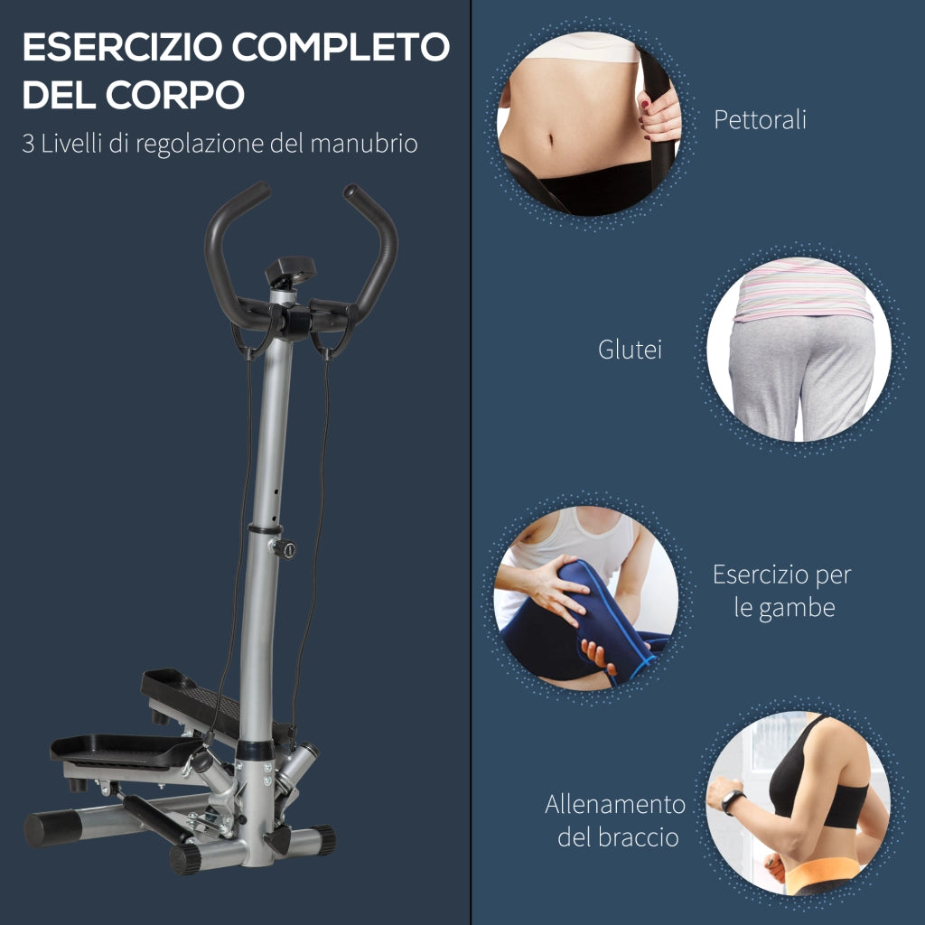 Stepper con Manubrio Regolabile e Monitor LCD ¨C zephmum ¨C 55x53x118-128cm, Nero