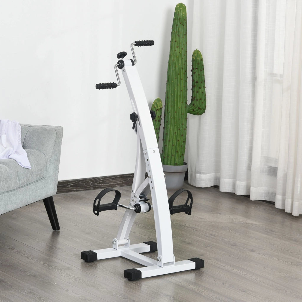 Pedaliera Braccia e Gambe con Display LED, Altezza e Resistenza Regolabile, per Casa, Bianco, 40x42.5x100cm