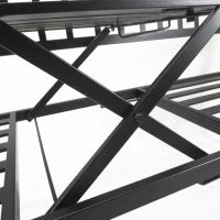 Panchina da Esterno a 2 Posti , Panchina da Giardino con Tavolino Estensibile in Metallo 150 x 53 x 95 cm Nero