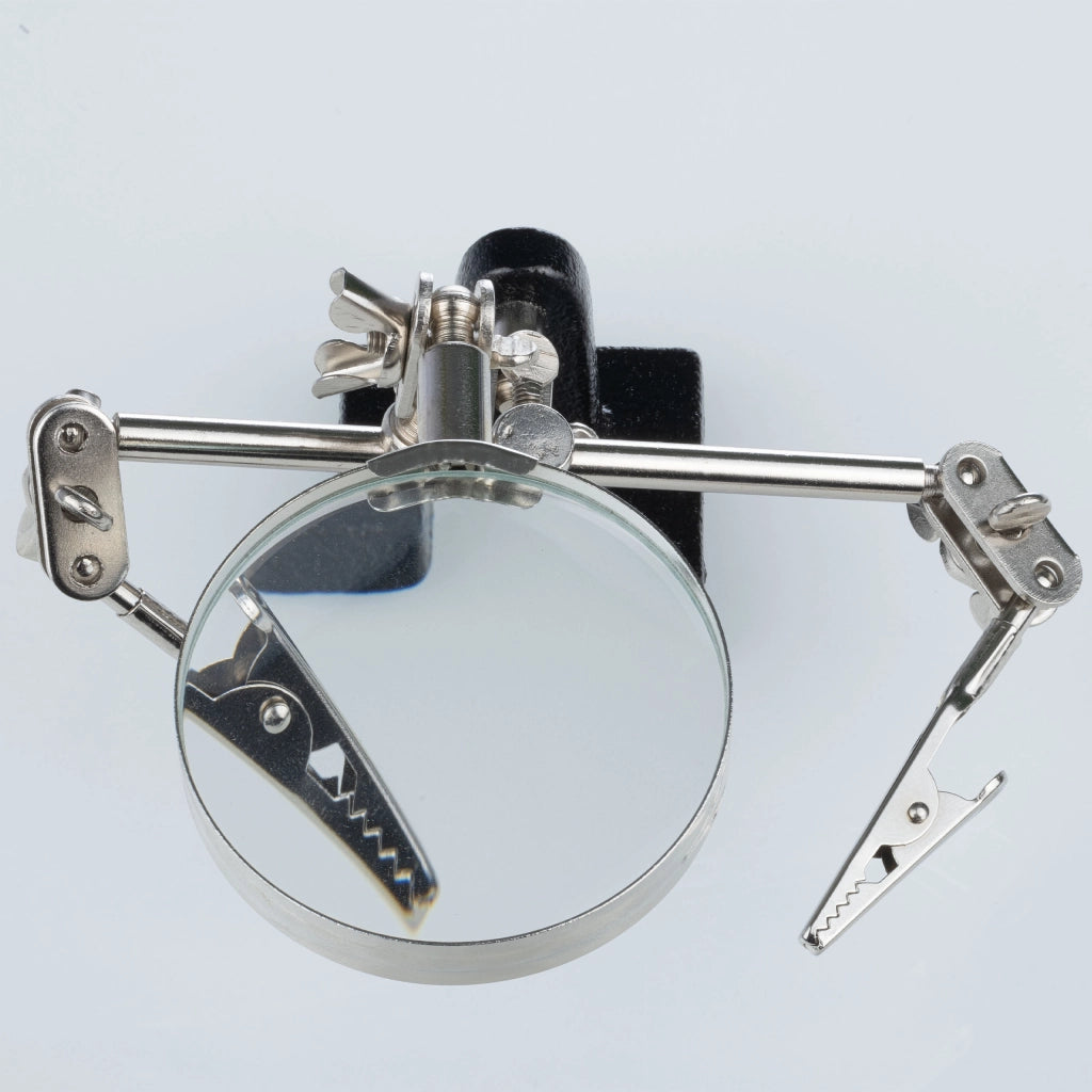 Supporto Terza Mano con Lente d'Ingrandimento – Lente 65 mm x2,5 | Base Stabile, Pinze Regolabili
