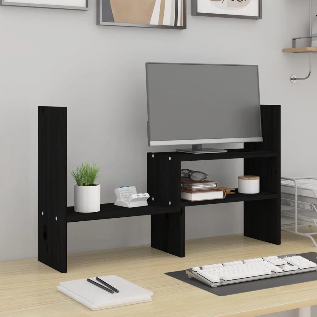 Supporto Monitor Nero (39-72)x17x43 cm Legno Massello di Pino cod mxl 61597