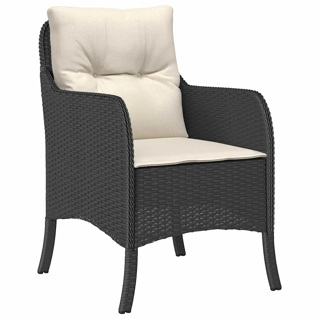 Set da Pranzo per Giardino con cuscino 5 pcs Nero polyrattan