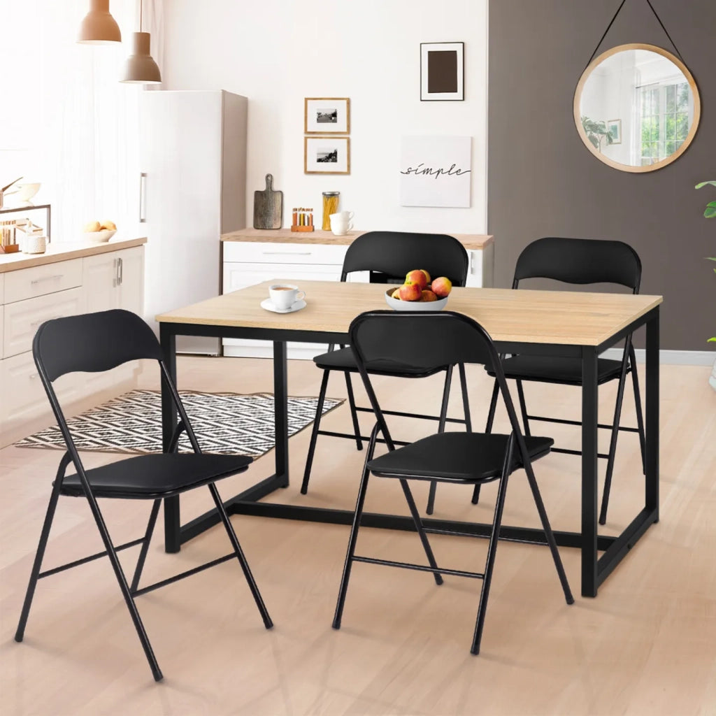 IDMarket - Set di 4 sedie pieghevoli in PU nero KITY