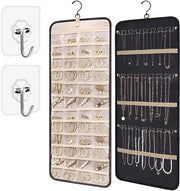 Organizzatore di accessori da polso - organizzatore da parete con 39 cassette e 3 ganci a forma di onda in metallo e catene (nero)