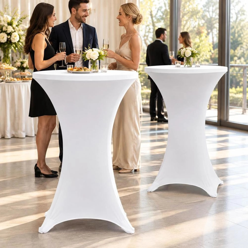 2 X Table Cover For Standing Table, Stretch Cover 70 Cm, White