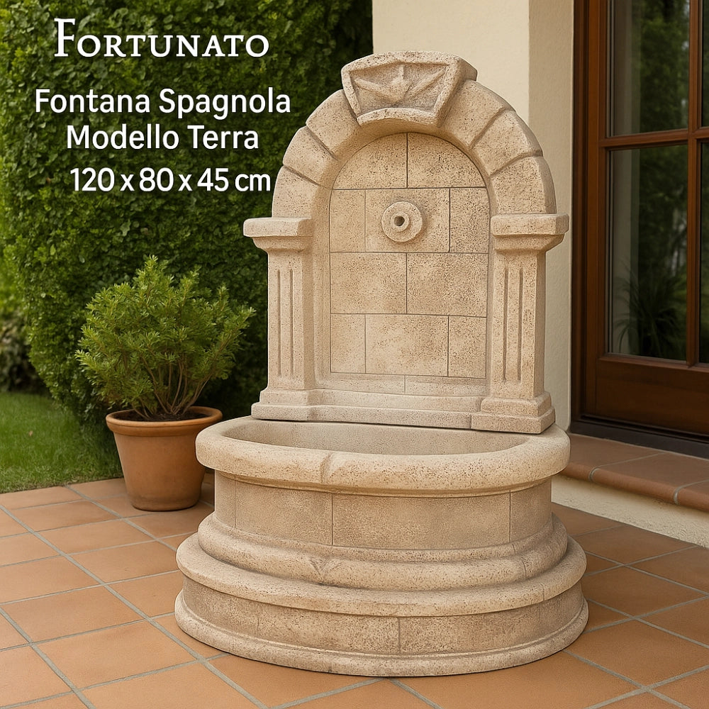 Fontana spagnola decorativa modello terra h120xl80xp45 cemento effetto pietra